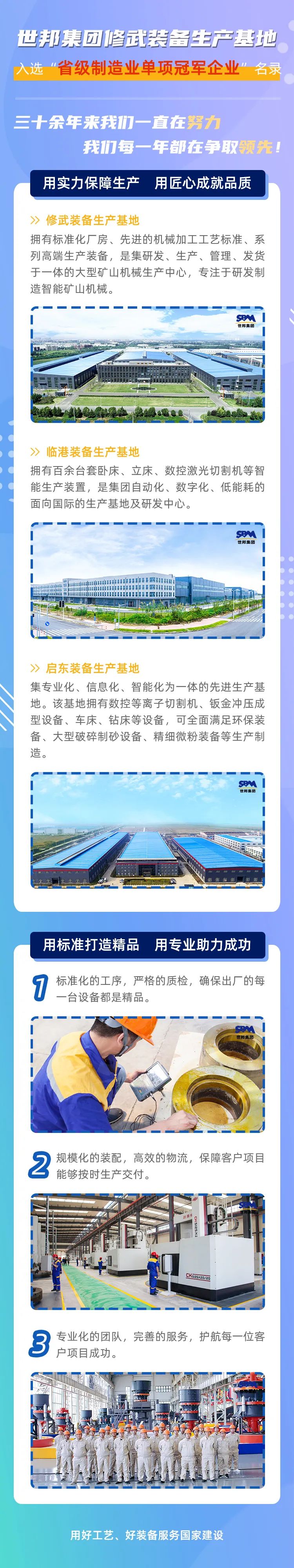 世邦集團修武裝備生產基地入選“省級制造業單項冠軍企業”名錄